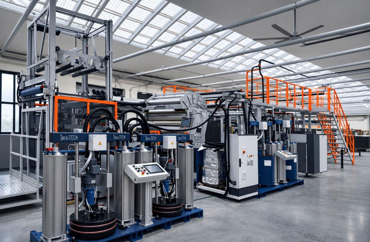 Meltwood-engineered adhesive application equipment on a production line